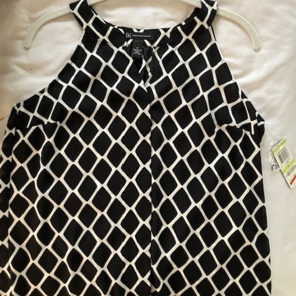 INC black/white print halter blouse
